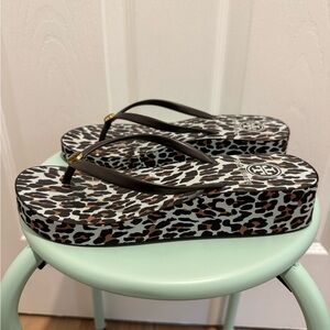 Tory Burch Animal Print Platform Sandals